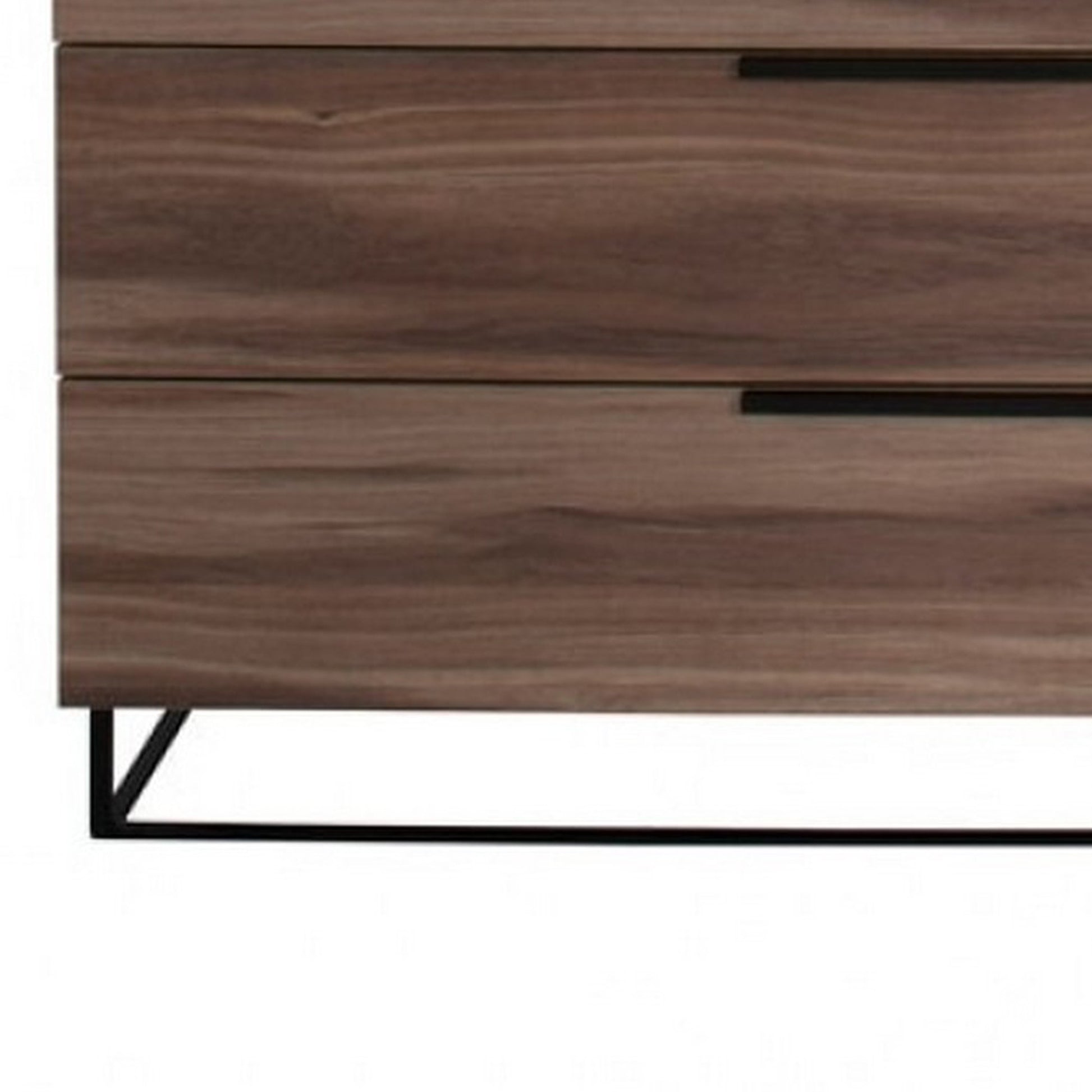 6 Drawer Wooden Dresser With Horizontal Metal Pulls, Brown Brown Wood