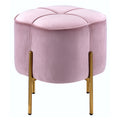 Blush Pink And Gold Round Ottoman Pink Primary Living Space Solid Pink Modern Square Velvet