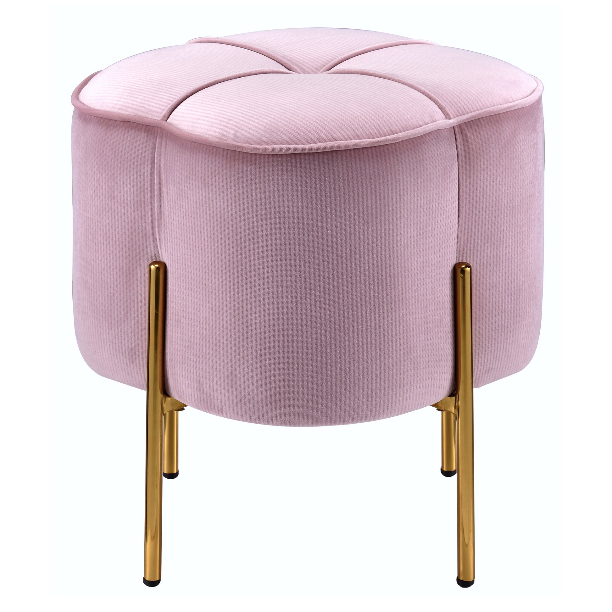 Blush Pink And Gold Round Ottoman Pink Primary Living Space Solid Pink Modern Square Velvet