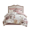 8 Piece Cotton Printed Comforter Set Blush Cal King California King Blush Polyester