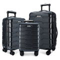 Luggage 3 Piece Sets With Spinner Wheels Abs Pc Lightweight Tsa Lock 20' 24' 28' , Polka Dot Black Abs Pc