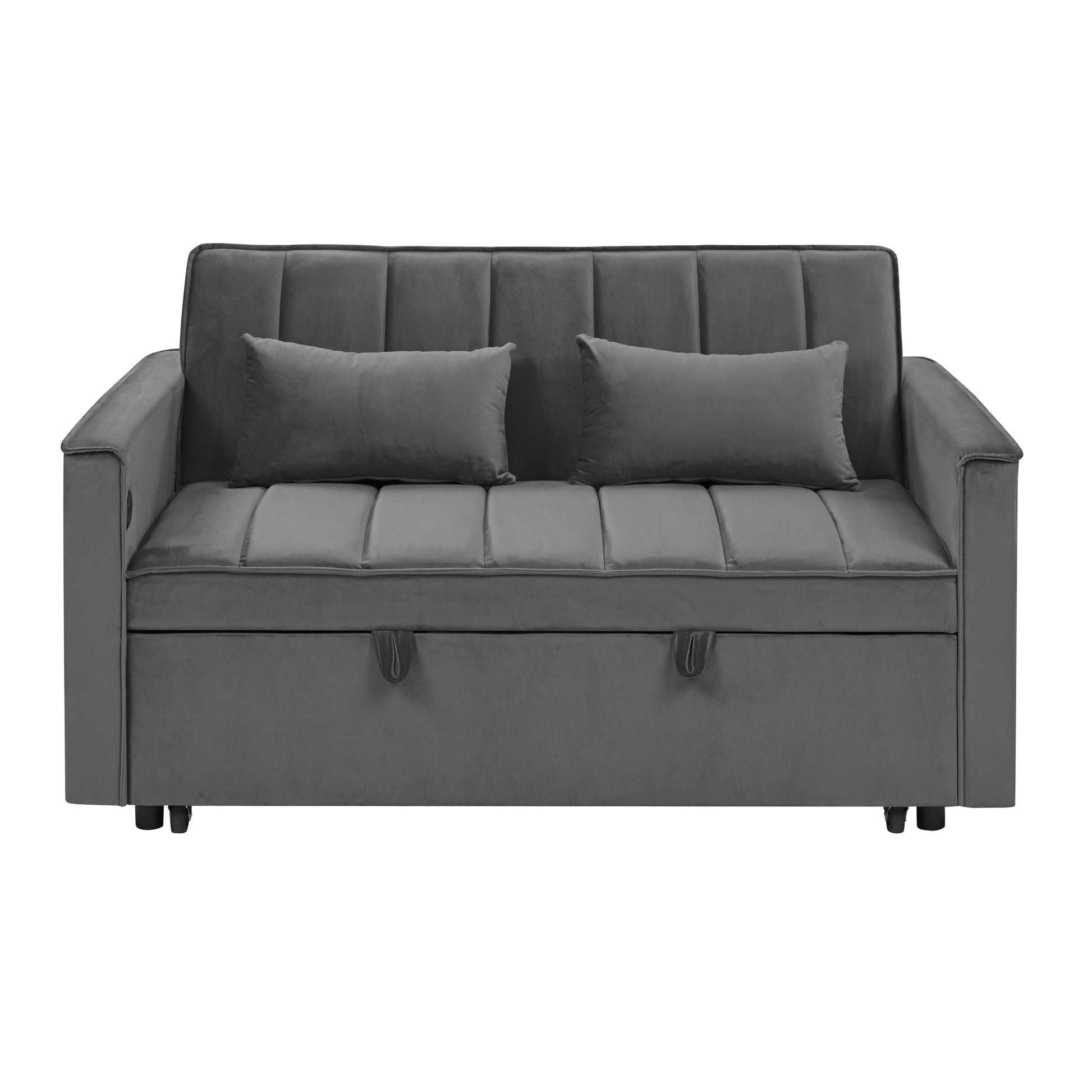 54.33 Inch Versatile Foldable Sofa Bed In 3 Lengths, Modern Sofa Sofa Sofa Velvet Pull Out Bed, Adjustable Back Gray Antique Gray Velvet Wood Primary Living Space Medium Soft Cushion Back Delicate