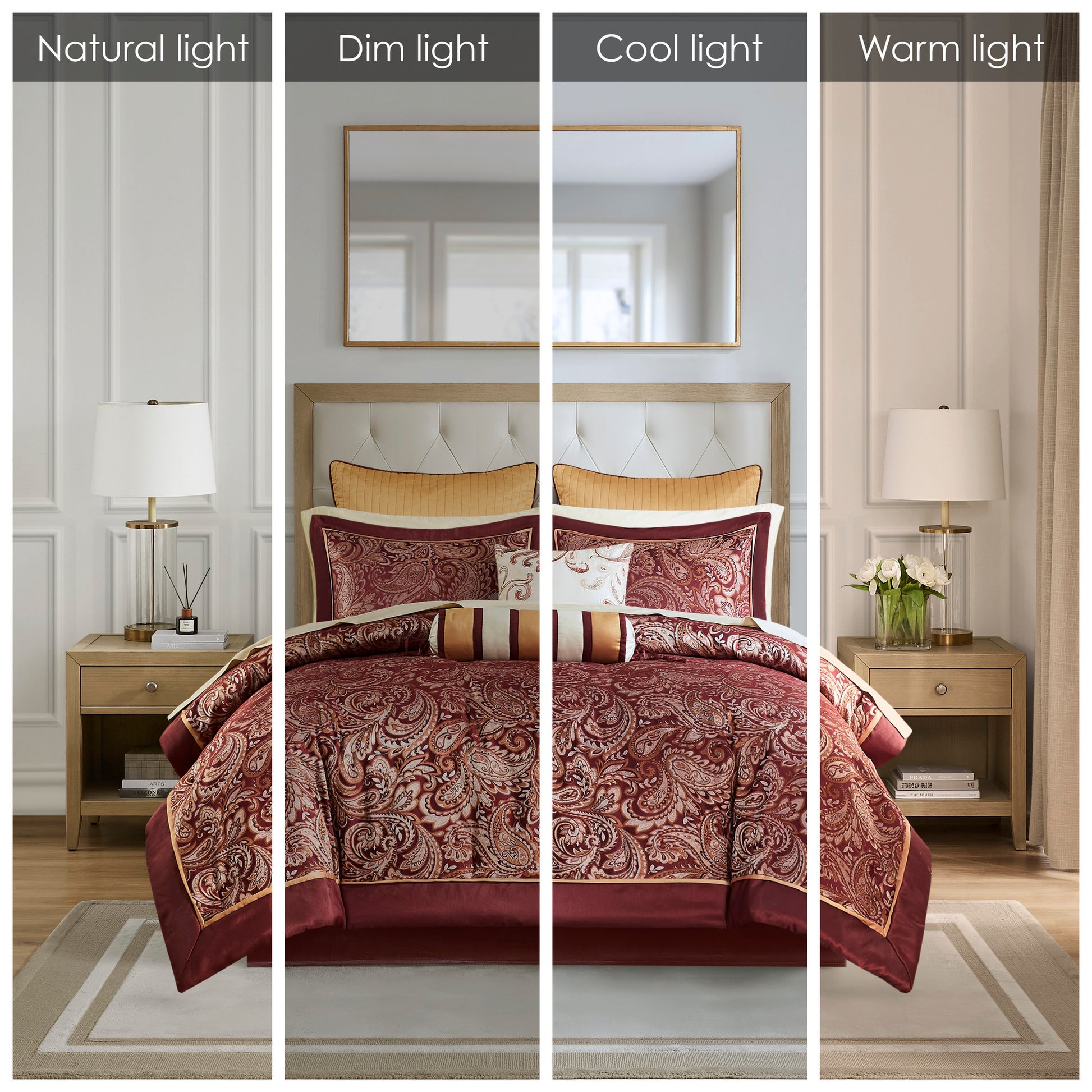 12 Piece Comforter Set With Cotton Bed Sheets Red Queen Queen Red Cotton