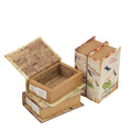 Set Of 4 Book Boxes With Birds, Flowers, And Handwriting Design, 5.5X4X2