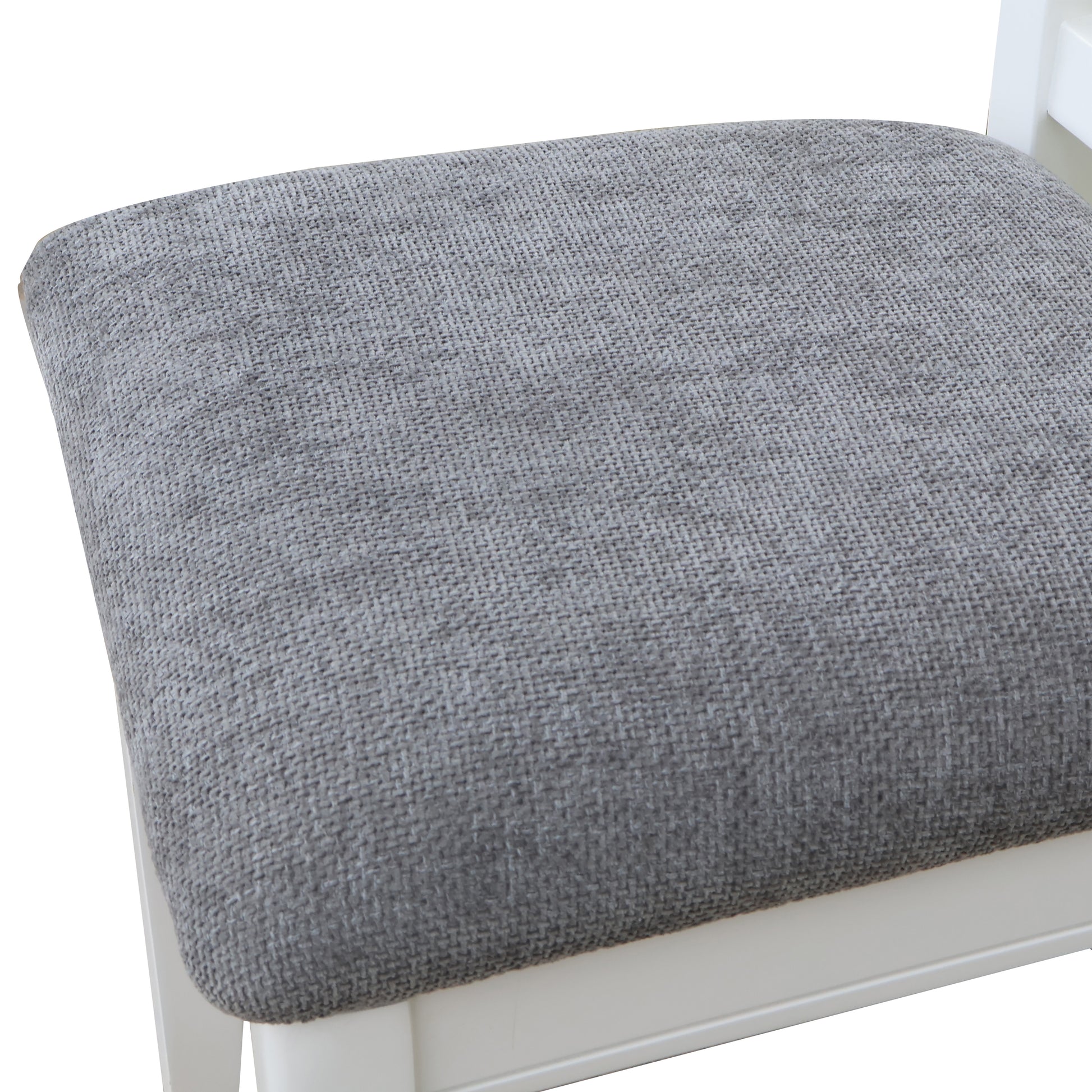 Agody Dining Room Furniture White Finish Set Of 2 Seating Chairs Cushion With Grey Color Seats Wooden Back Kitchen Breakfast Chairs, Dining Chair Solid White Dining Room Rubberwood Slat Back