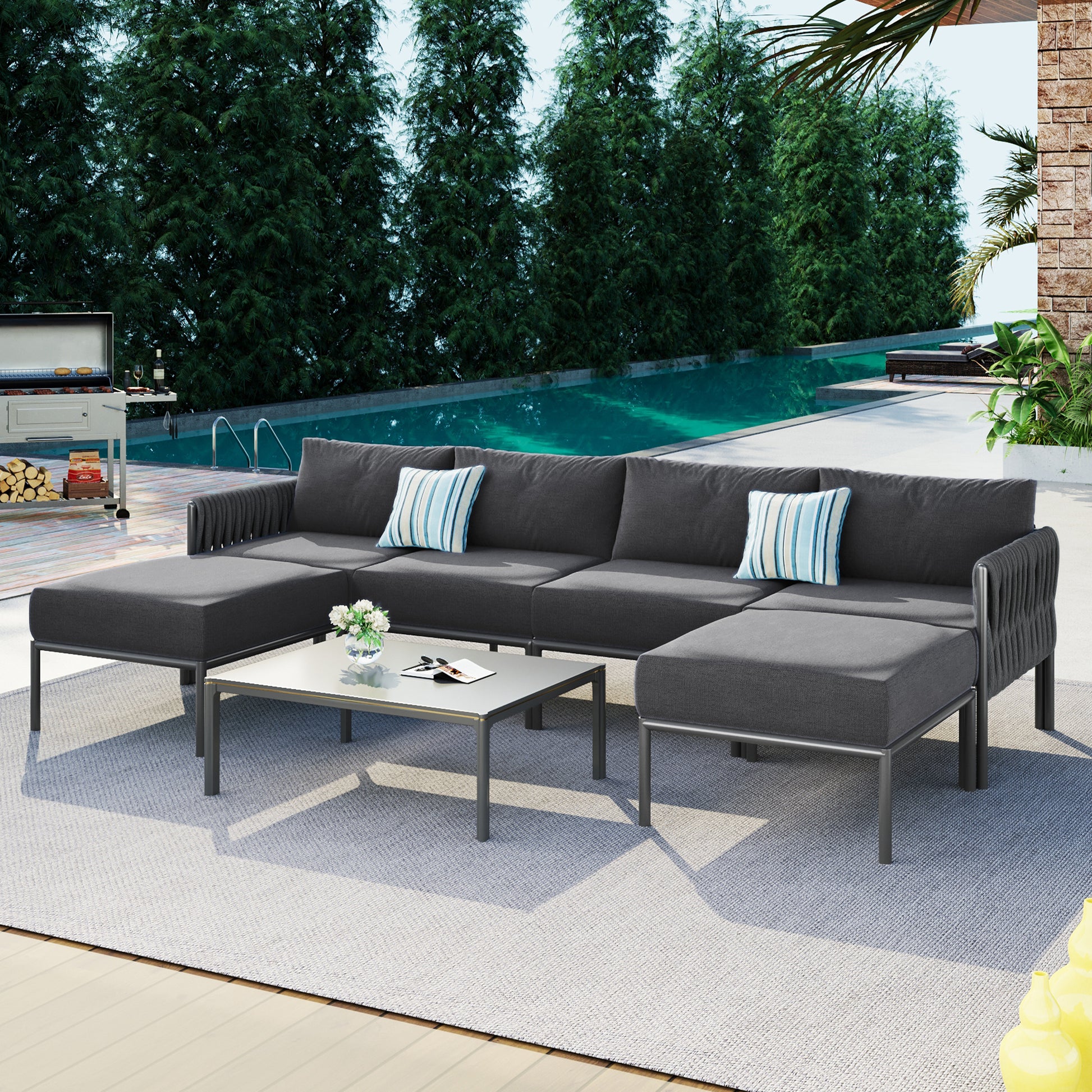 Pieces Aluminum Patio Furniture Set, Modern Metal Outdoor Conversati