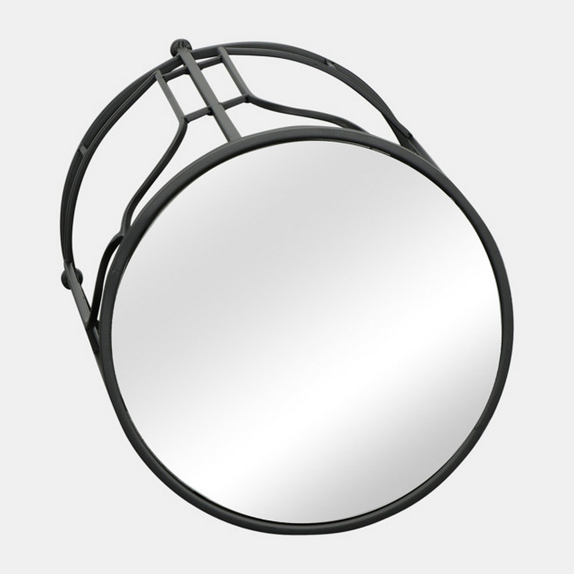 23 Inch Modern Side Table, Glass Top, Geometric Design, Set Of 2, Black Black Glass Metal