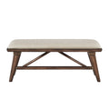 Modern Design 6Pc Dining Set Table Bench And 4X Side Chairs Fabric Upholstered Seat Brown Finish Wooden Dining Kitchen Furniture Brown Mix Seats 6 Dining Room Bench Seating Modern Dining Table With Chair And Bench Wood