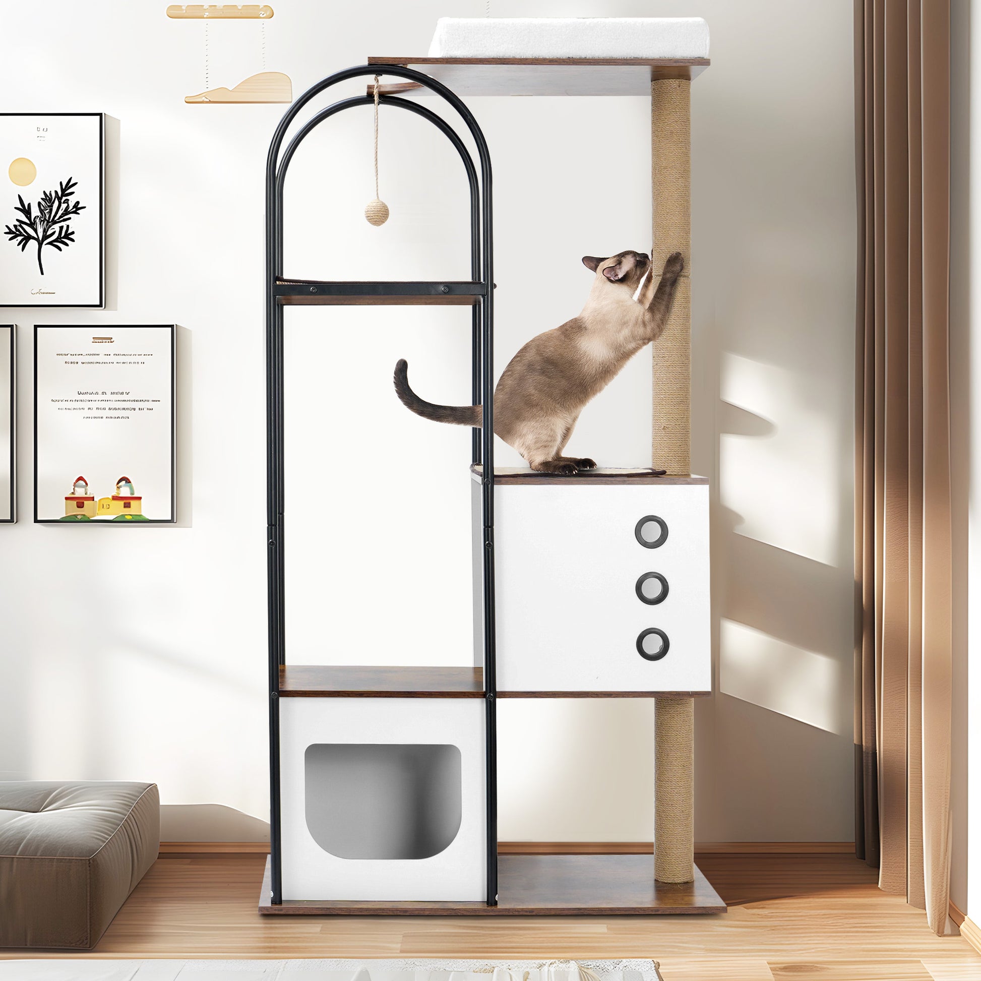 Cat Climbing Frame,Cat Tree,Modern Cat Tower, Multi Level Cat Condo Wi
