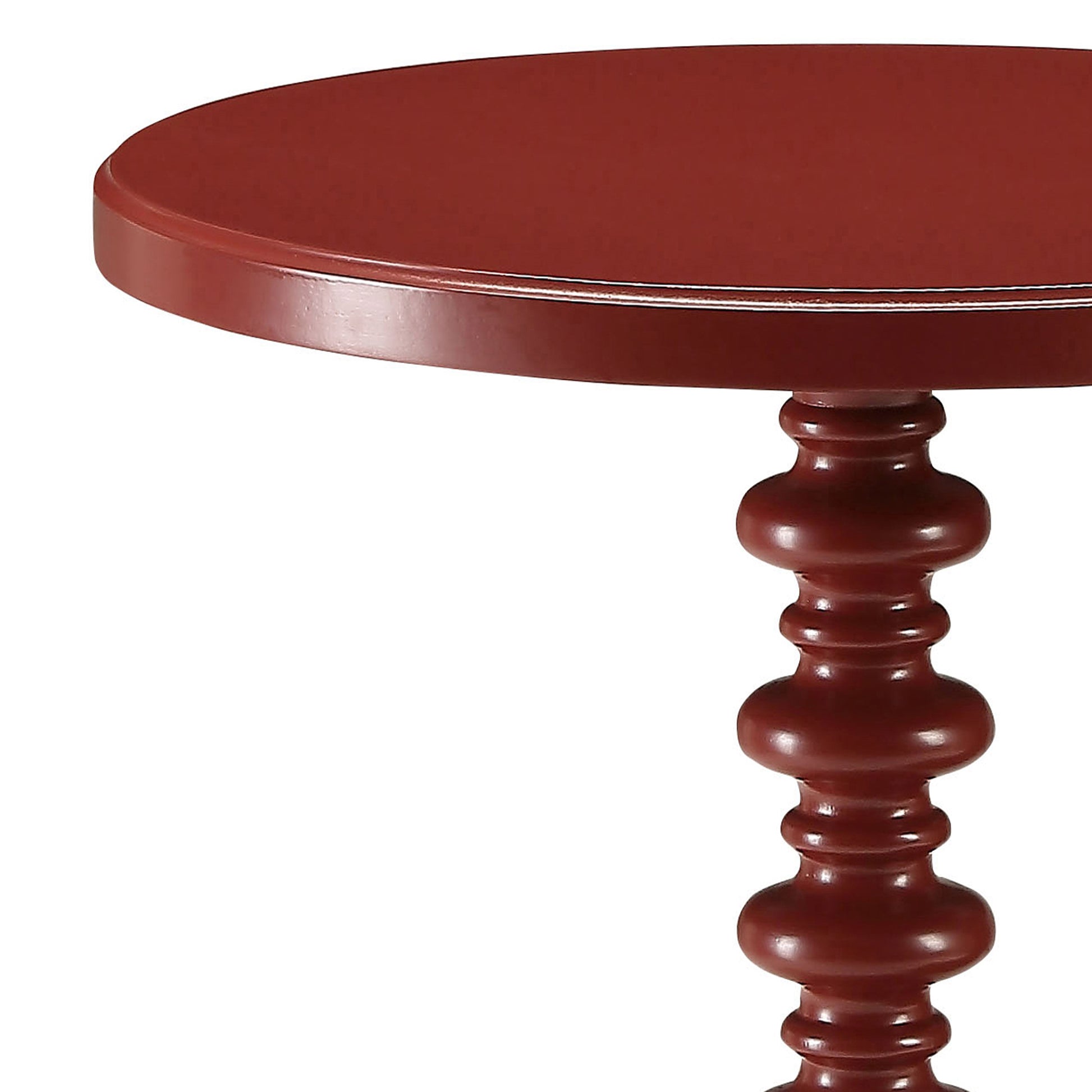 Red Round Wooden Side Table Red Primary Living Space Round Wood Pedestal