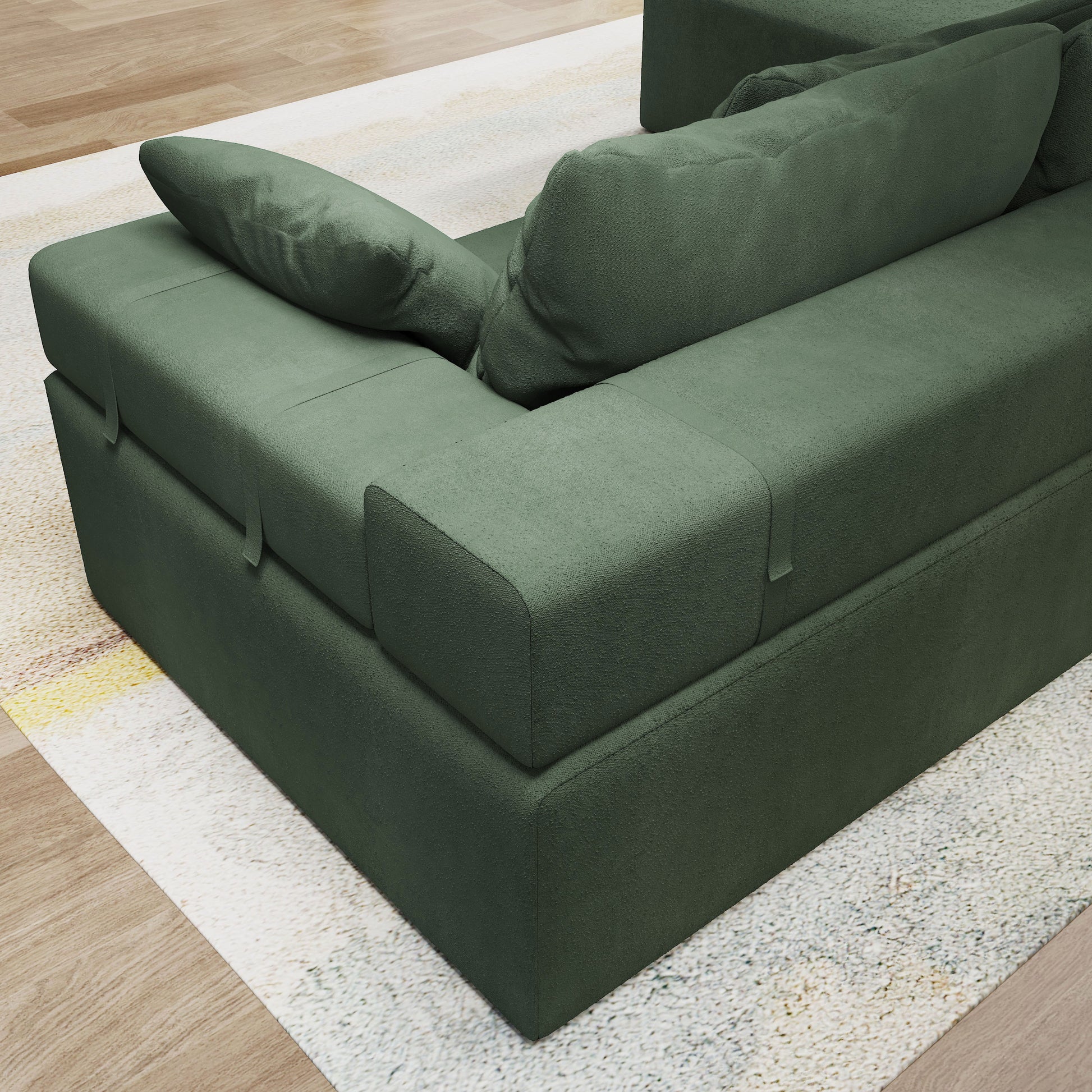 Modern Upholstered Sectional Sofa Couch Set,Modular 108" L Shaped Sectional Living Room Sofa Set With 6 Pillows,Free Combination Sofa Couch For Living Room,Bedroom Left Chaise Green Foam Chenille 3 Seat