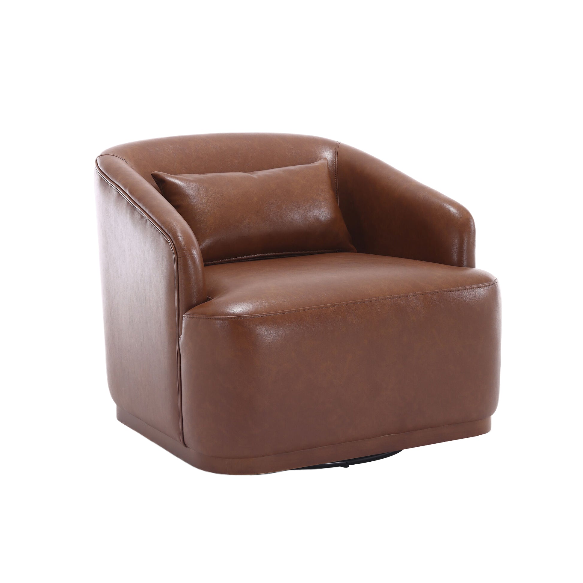 Coolmore Swivel Barrel Chair, Comfy Round Accent Sofa Chair For Living Room, 360 Degree Swivel Barrel Club Chair, Leisure Arm Chair For Nursery, Hotel, Bedroom, Office, Lounge Brown Pu Brown Pu Primary Living Space Foam Pu Leather