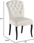 Dining Chair Black White Wood Fabric