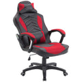 Homcom 6 Vibrating Point Massage Computer Gaming Chair 5 Modes, Racing Style Heated Desk Chair Swivel Rolling Chair With Headrest, Red Black Red Faux Leather