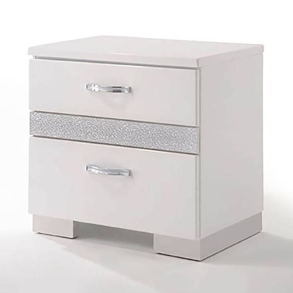 White High Gloss 3 Drawer Nightstand White 3 Drawers Bedroom Rectangle Coastal Felt Lined Drawers Wood Plastic