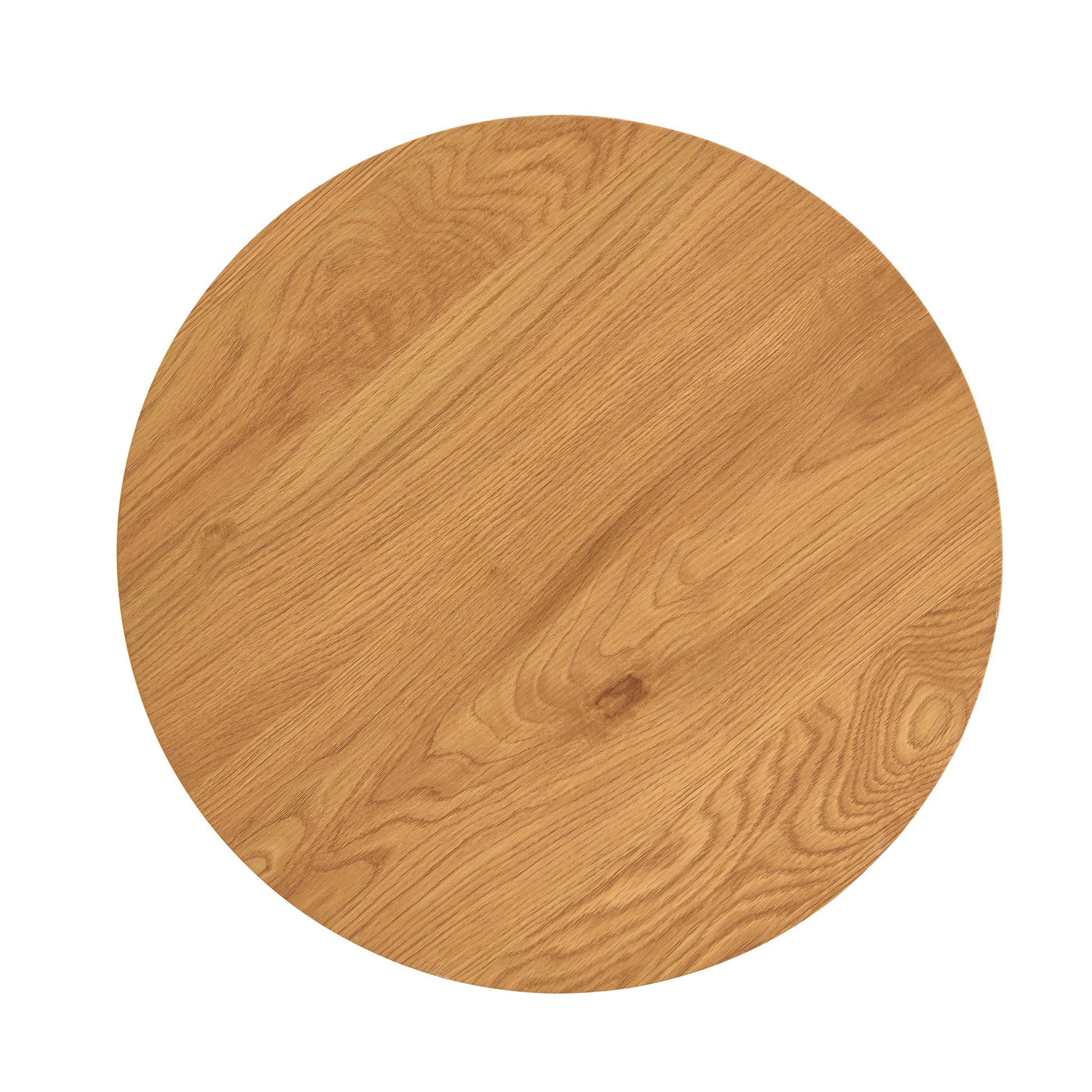 Set Of 2 Coffee Round Tables With A Wulnut Wooden Look Top And White Steel Base Milk White Primary Living Space Antique Freestanding Round Laminated Coffee & End Tables Round Metal