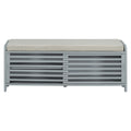 Distressed Shutter Storage Bench With Acacia Veneer For Retro Charm For Living Room, Entryway Grey Grey Mdf