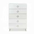 White 5 Drawer Chest With Ring Pull Handles White Bedroom Contemporary Particle Board Mdf