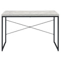 Antique White And Black Writing Desk With Metal Sled Base Black Grey Writting Desk Office Rectangular Wood Metal