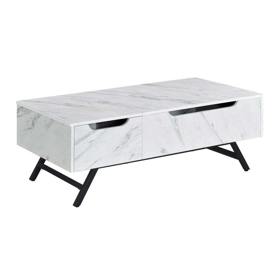 White Coffee Table With Lift Top White Primary Living Space Modern Drawers Rectangular Wood