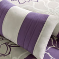 Printed Cotton Sateen Comforter Set Taupe Grey Purple King King Purple Cotton