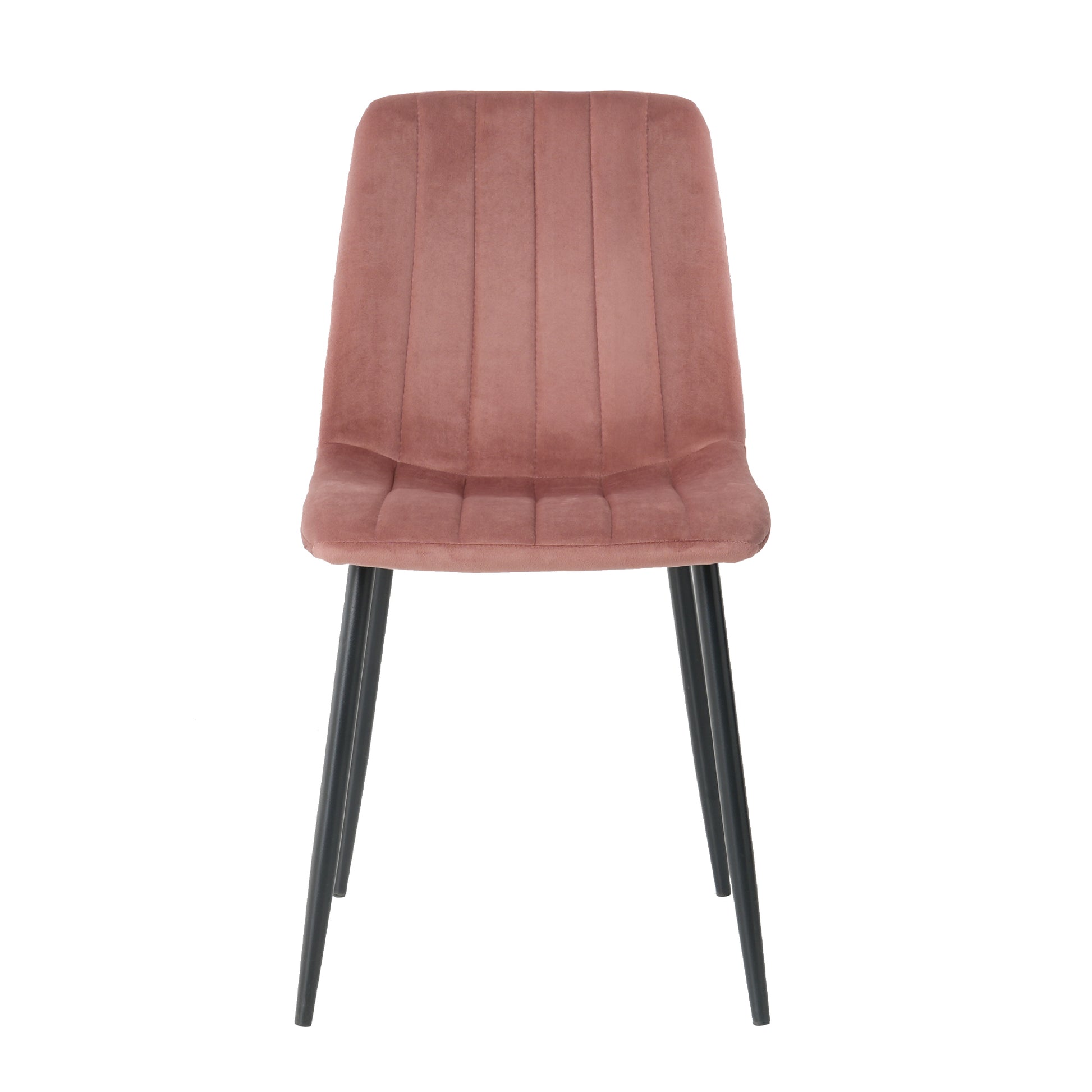Interior Pink Velvet Dining Chair, Modern Kitchen Dining Chair With Cushion Back, Upholstered Side Chair With Black Coated Metal Legs, Family Kitchen Dining And Living Room Set Of 4 Metal Pink