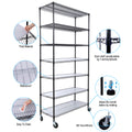 7 Tier Metal Shelf Wire Shelving Unit, 2450Lbs Heavy Duty Adjustable Storage Rack With Wheels & Shelf Liners For Closet Kitchen Garage Basement Commercial Shelving 81.5