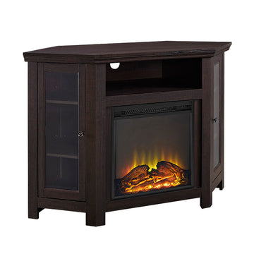 Classic Glass Door Fireplace Tv Stand For Tvs Up To 55" Espresso Espresso Mdf