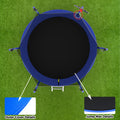 10Ft Trampoline With Basketball Hoop, Astm Approved Reinforced Type Outdoor Trampoline With Enclosure Net Blue Steel