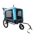 Outdoor Heavy Duty Foldable Utility Pet Stroller Dog Carriers Bicycle Trailer Blue Fabric Steel