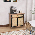 Retro, Vintage Storage Cabinet With Drawers And Doors, Floor Sideboard And Buffet Server Cabinet, Entryway Console Cabinet For Living Room, Dining Room, Bathroom, Natural Wood, Lignt Yellow Natural Wood Bedroom Fir Mdf