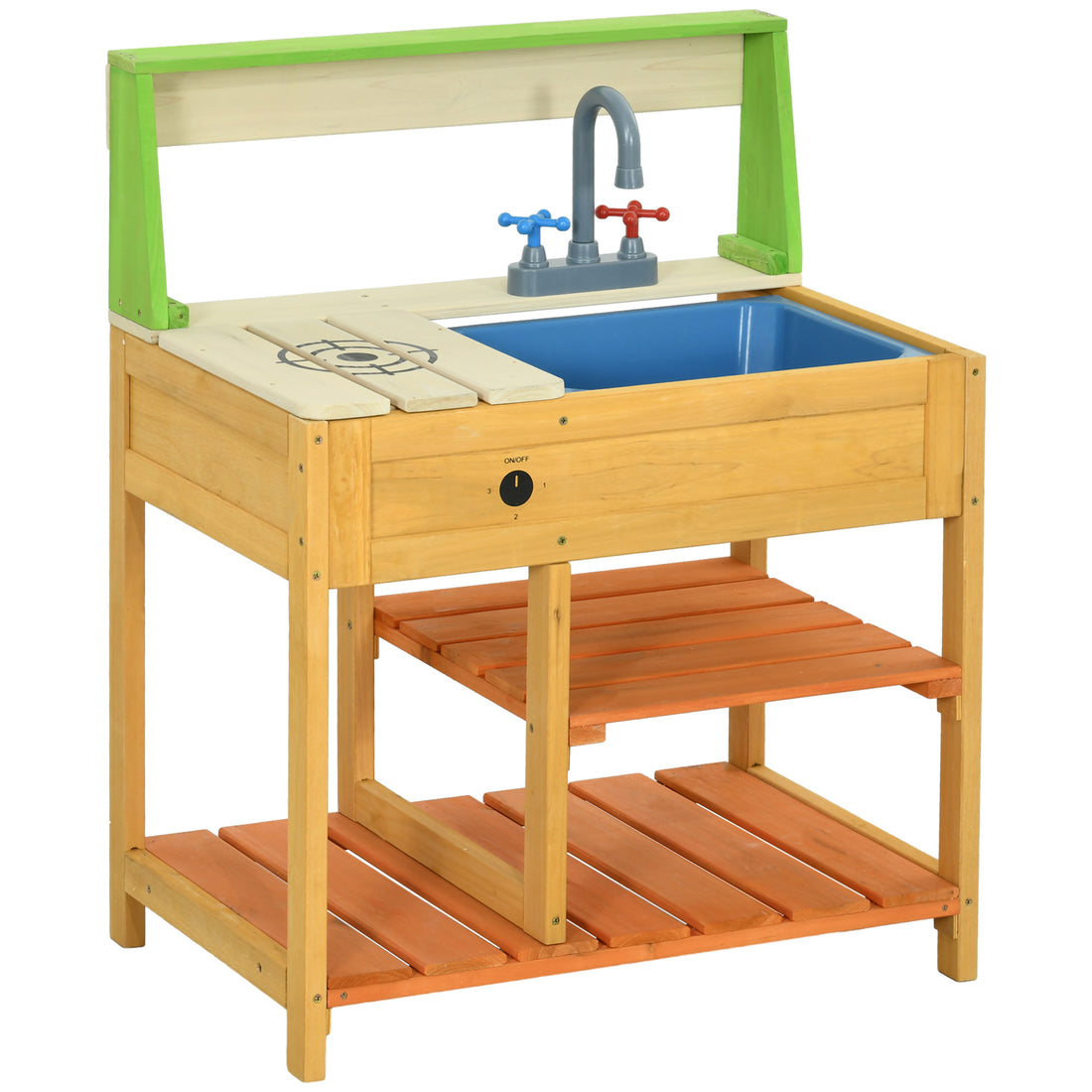 Outsunny Mud Kitchen Outdoor Kitchen Playset For Kids Wooden With Realistic Play Kitchen Toys, Faucet And Sink, Storage Shelves, Gift For Girls And Boys Aged 3 8 Years Old Colorful Wood