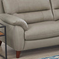 Lara Leather Sofa Stone Gray Memory Foam Genuine Leather 3 Seat