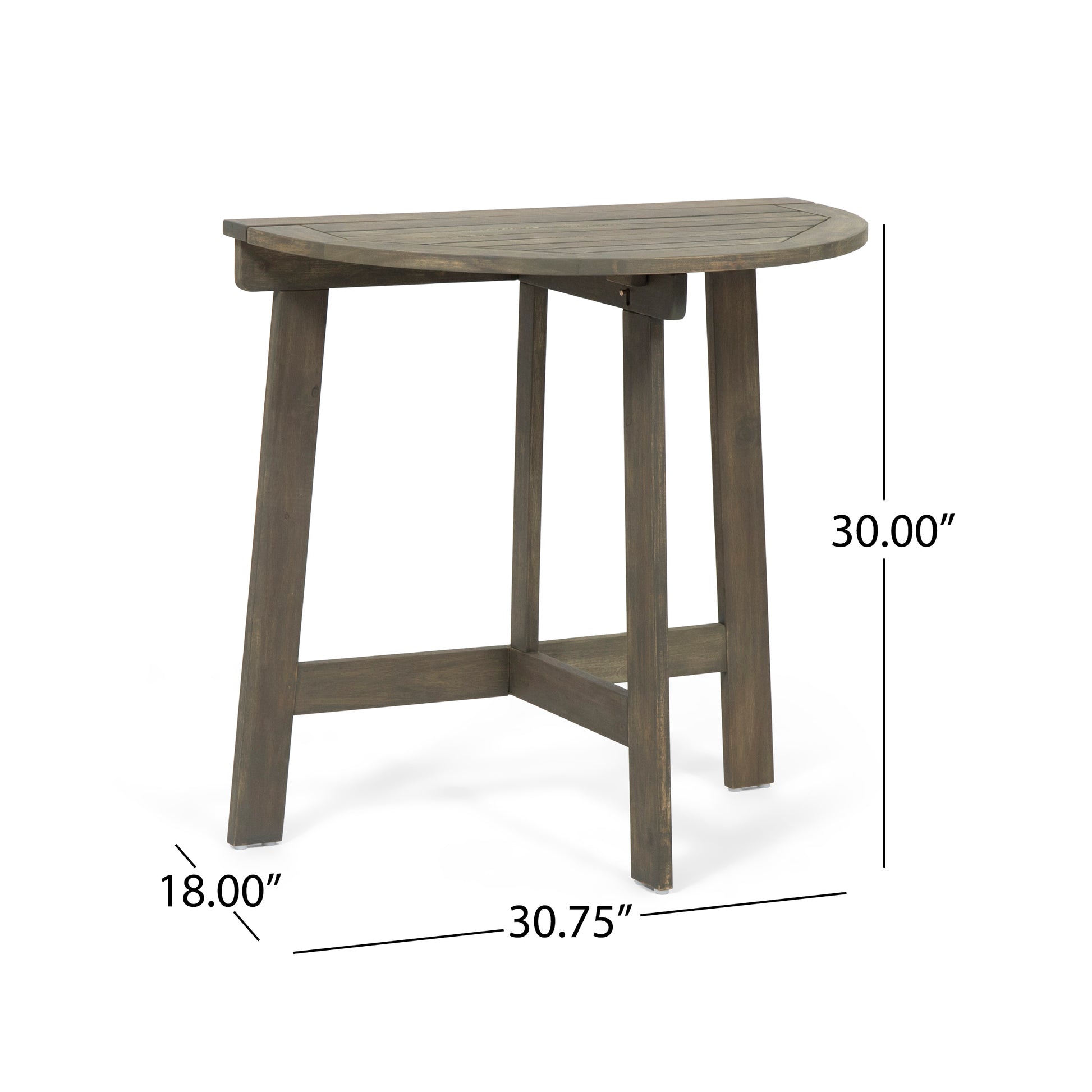 Westmont Half Round Bistro Table, Grey Grey Acacia Wood