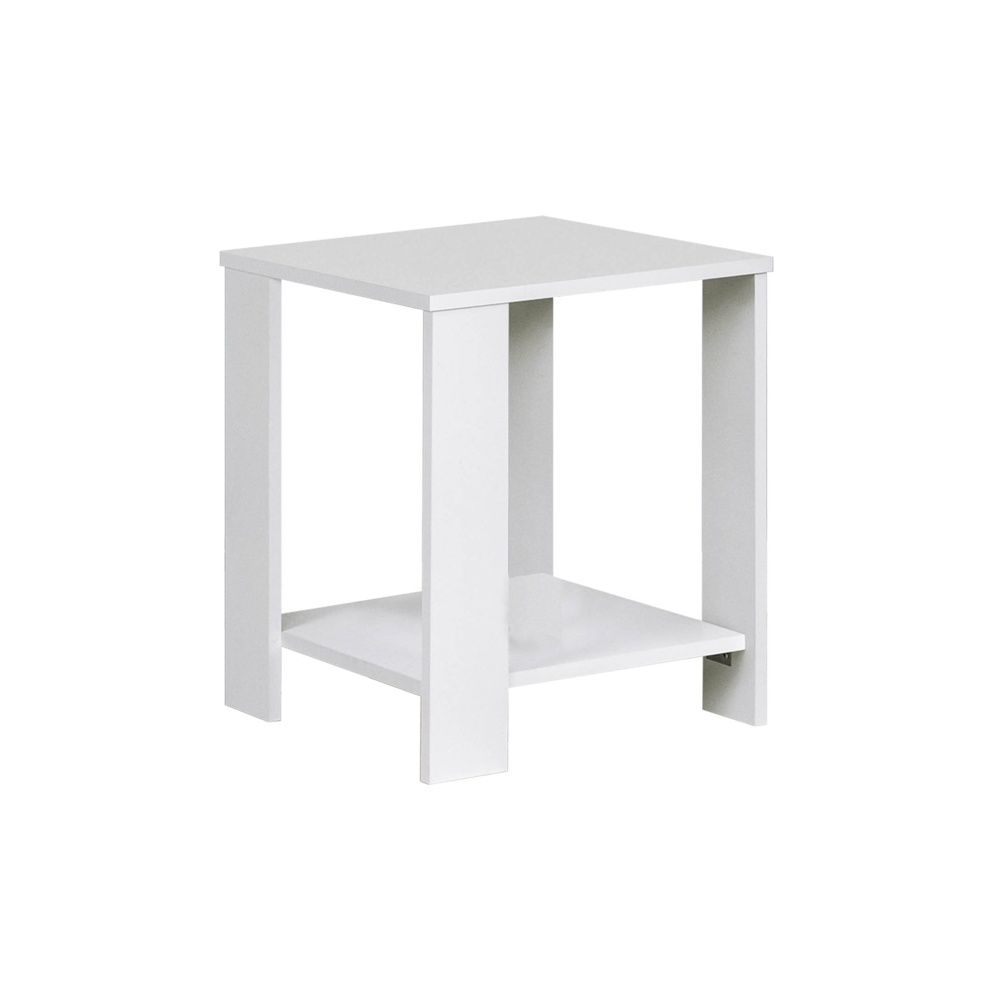 "End Table 1Set Of 2Table ""Modern White Side Table With Lower Shelf Sleek, Space Saving End Table For Living Room Or Bedroom White Solid Wood