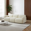 Simone Sofa Cream Boucle Cream,White Wood Mid Century Modern Boucle,Solid Wood 3 Seat