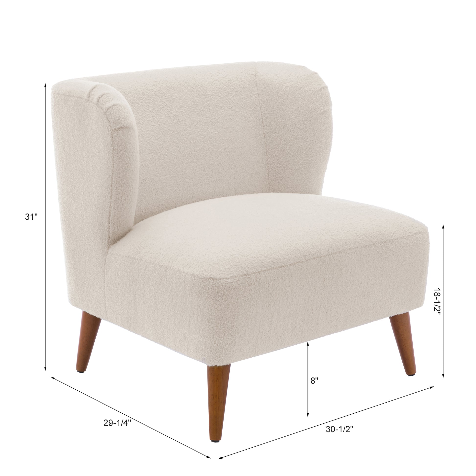 Veda Boucle Accent Chair Milky White White Foam Boucle