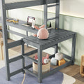 Full Size High Loft Bed With Built In Desk, Ladder Platform, Ladders, Guardrails ,Grey Full Grey Bedroom American Design Pine
