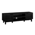 Modern 2 Door Open Storage Tv Stand For Tvs Up To 65 Inches Solid Black Black 60 69 Inches Mdf Mdf