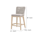 Counter Stool With Mesh Design Rope Backrest, Brown And Gray Grey Brown Wood Rope