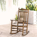 Outsunny Traditional Wooden High Back Rocking Chair For Porch, Indoor Outdoor, Brown Brown Wood