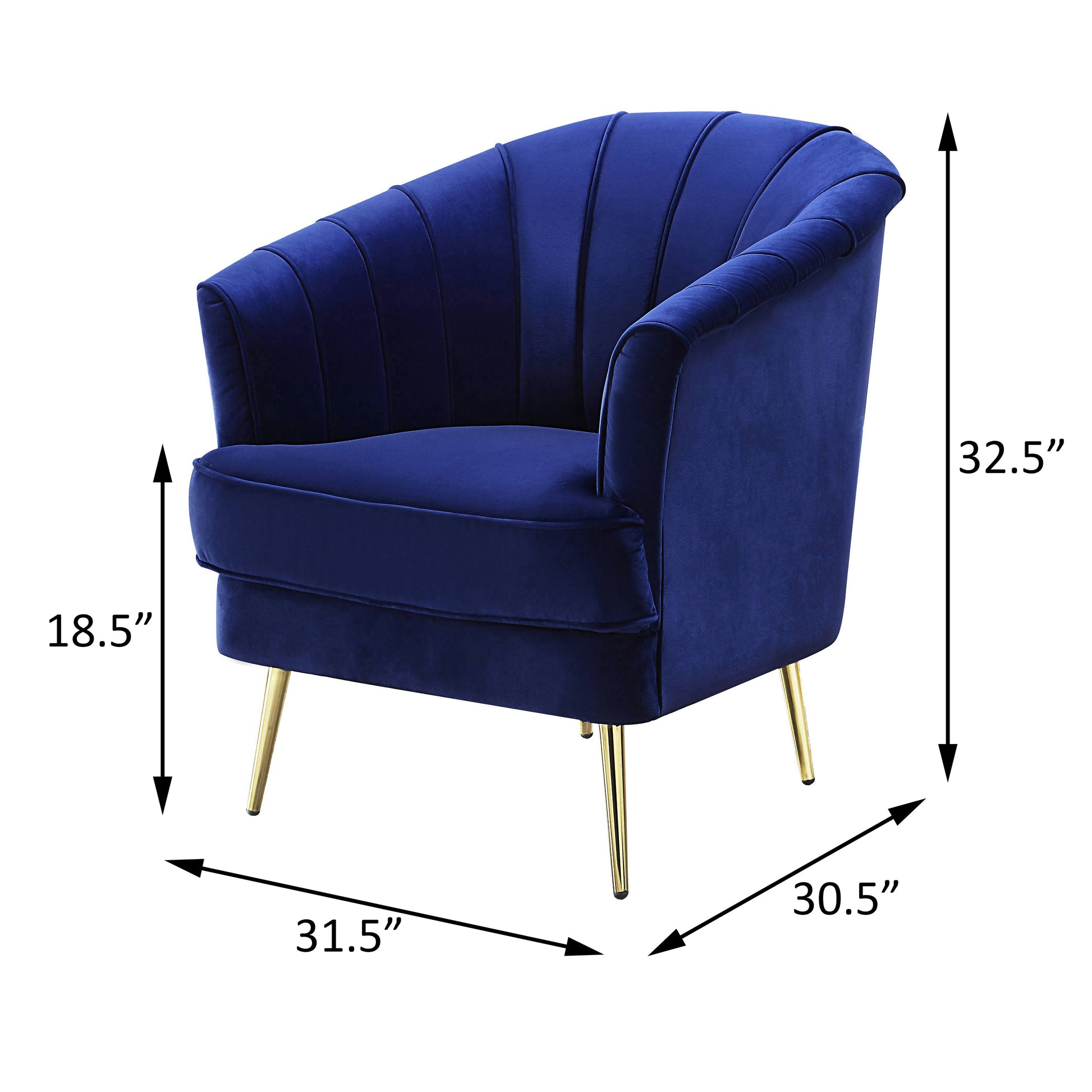 Blue And Gold Tufted Back Accent Chair Blue Primary Living Space Modern Eucalyptus Wood Fabric