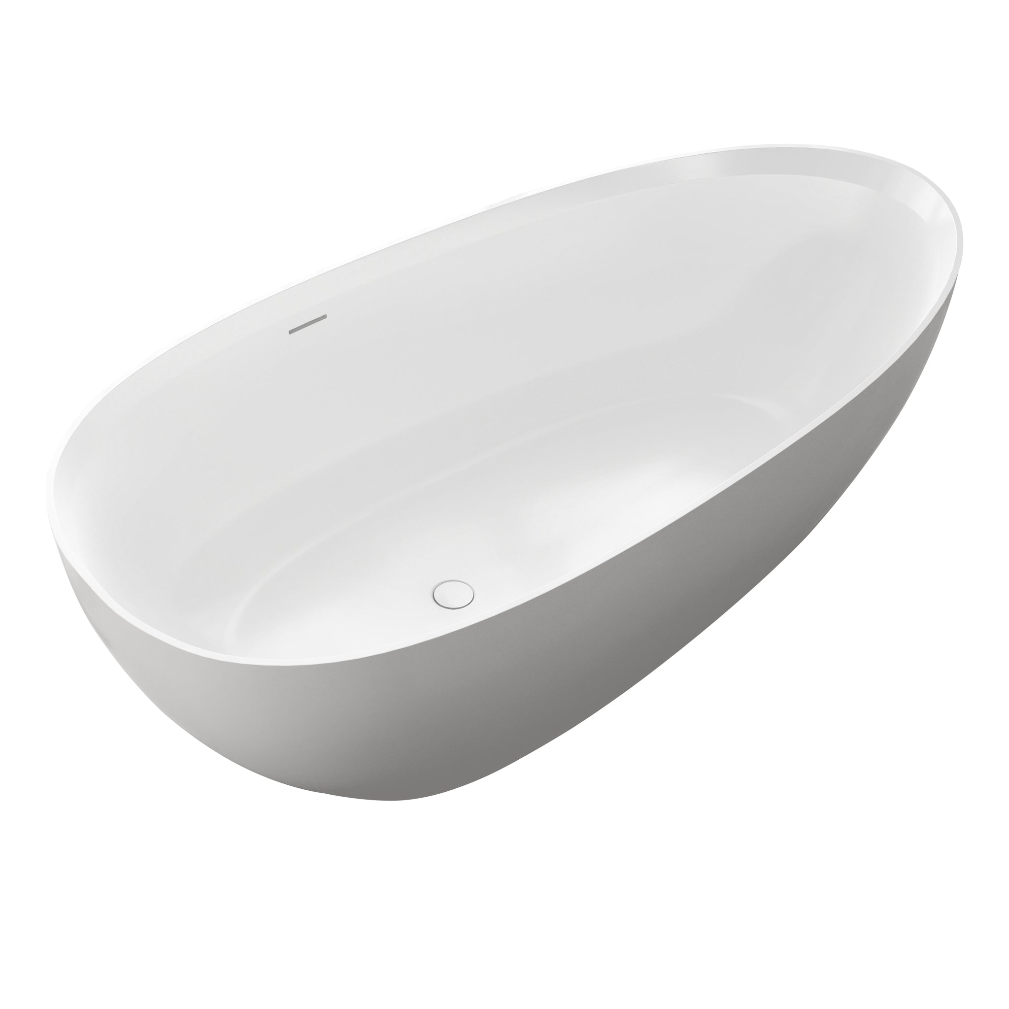 71" Gloss White Artificial Stone Solid Surface Stone Bathroom Freestand Bathtub Gloss White Oval Bathroom Freestanding Tubs 61 69 In Luxury,Modern Soaking Center Solid Surface Solid Surface