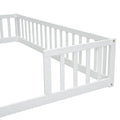 Double Twin Floor Bed With Fence, Guardrails, Without Door, White Twin White American Design Pine