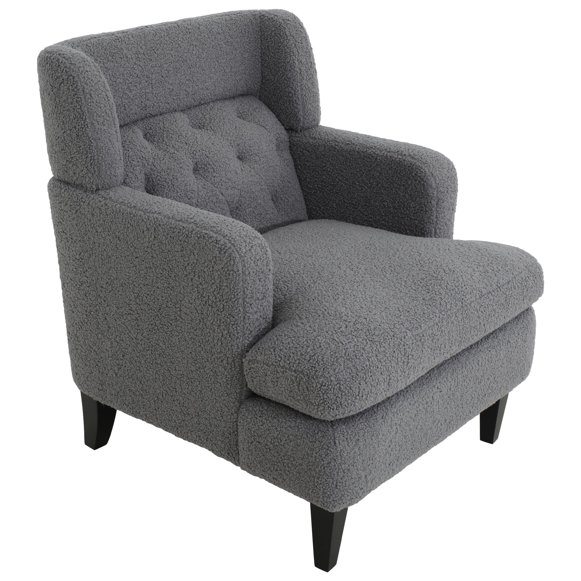 Upholstered Accent Chair Tufted Armchair For Living Room And Bedroom, Dark Grey Dark Grey Birch Foam Teddy