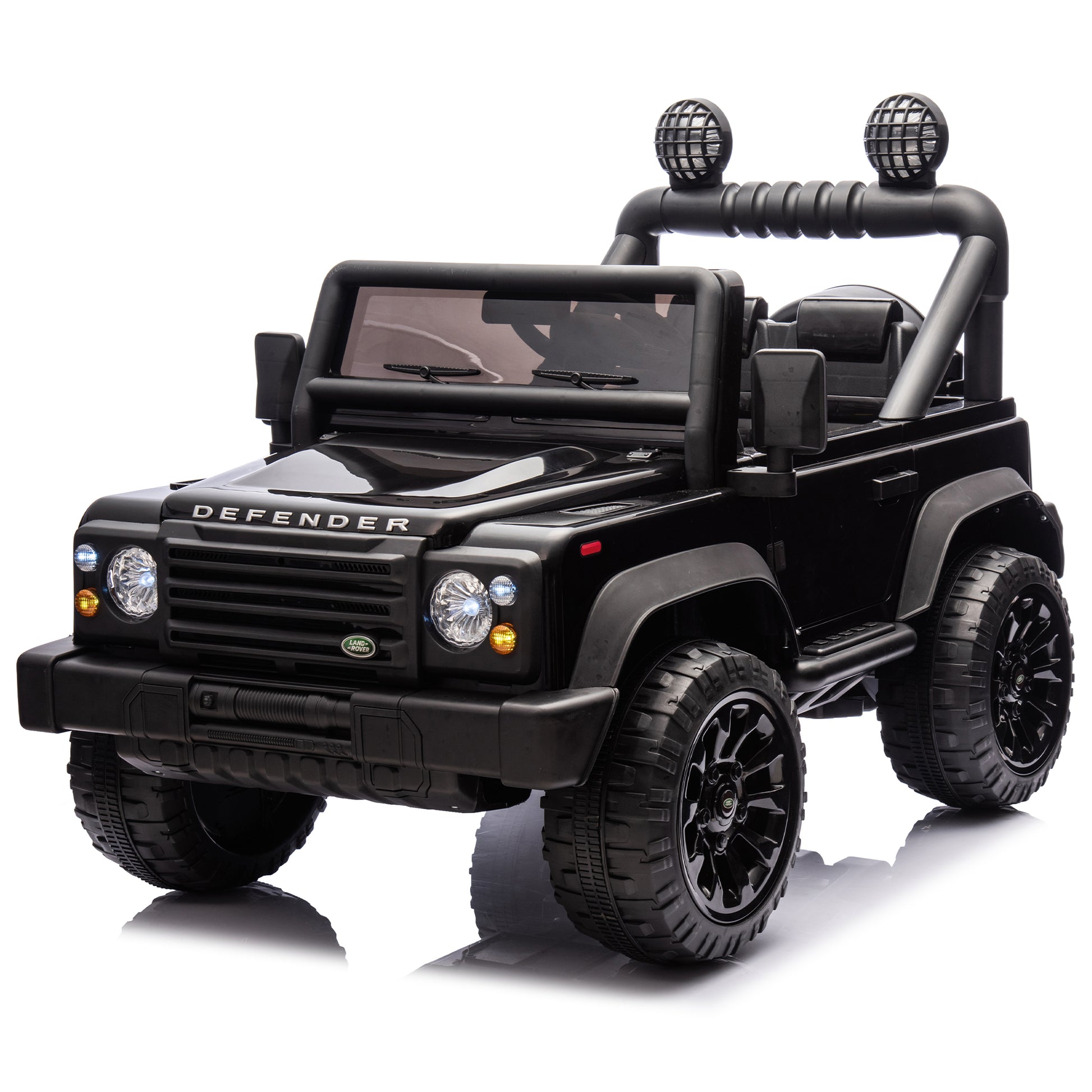 Licensed Land Rover Defender Volta 5008 24V Kids Ride On Car W Parents Control,2Wd,Four Wheel Suspension,Bluetooth,Mp3,Music,Adjustable Volume,Power Display,Led Lights,Speeds 1.86 3.11Mph For Kids 3 7 Black Polypropylene