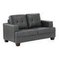 Living Room Gray Modern Comfort Loveseat 1Pc Premium Faux Leather Upholstery Tufted Detail Solid Wood Frame Furniture Gray Faux Leather Wood Primary Living Space Modern Faux Leather