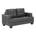 Modern Design 3Pc Sofa Set Premium Faux Leather Upholstery Gray Sofa Loveseat Chair Comfort Tufted Detail Solid Wood Frame Living Room Furniture Gray Faux Leather Wood Primary Living Space Modern Faux Leather 6 Seat