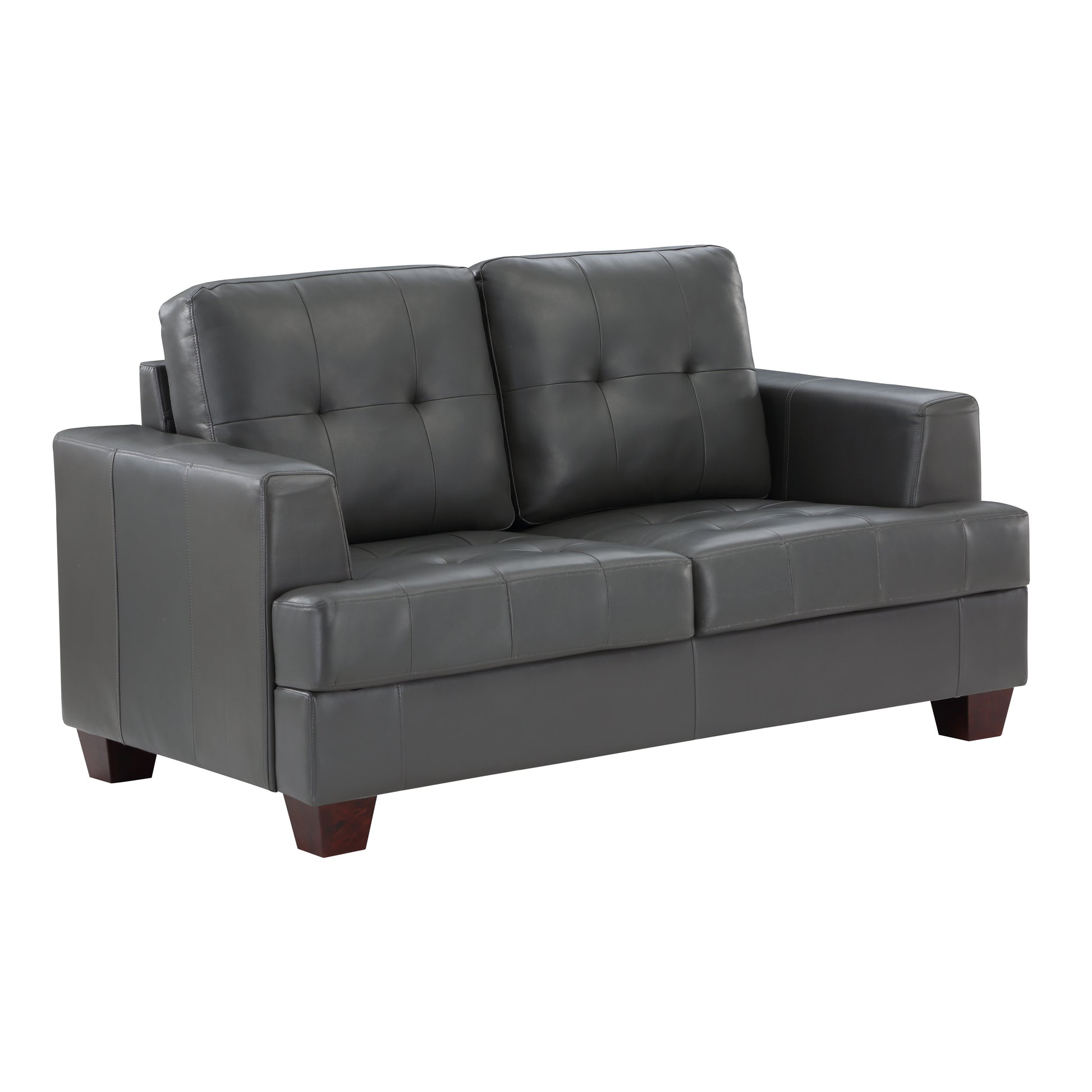 Modern Design 3Pc Sofa Set Premium Faux Leather Upholstery Gray Sofa Loveseat Chair Comfort Tufted Detail Solid Wood Frame Living Room Furniture Gray Faux Leather Wood Primary Living Space Modern Faux Leather 6 Seat