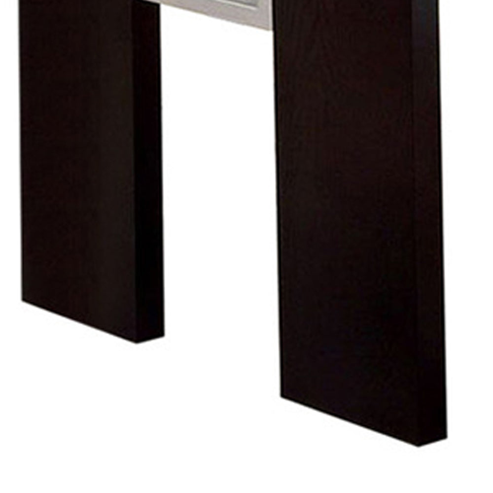 Contemporary Glass Insert Dining Table, Black Black Wood